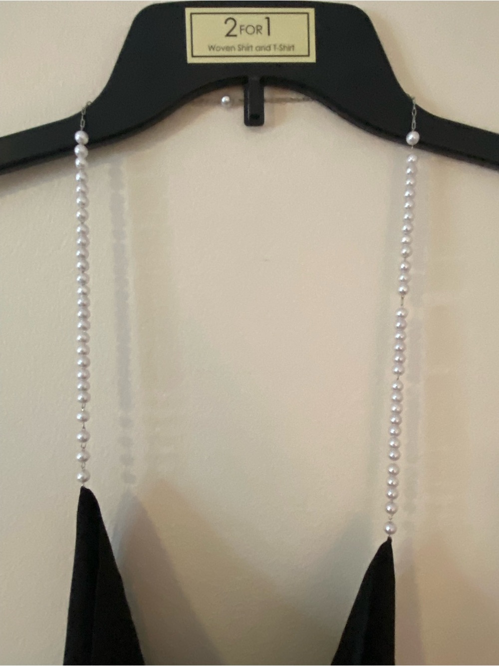 Black Satin cocktail mini Dress with Chain Pearl Straps - Picture 2 of 14